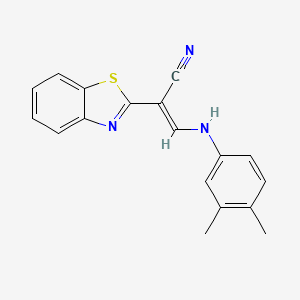 (2E)-2-(1,3-benzothiazol-2-yl)-3-[(3,4-dimethylphenyl)amino]prop-2-enenitrile