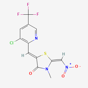 molecular formula C12H7ClF3N3O3S B2889694 (2E,5Z)-5-{[3-氯-5-(三氟甲基)吡啶-2-基]亚甲基}-3-甲基-2-(硝基亚甲基)-1,3-噻唑烷-4-酮 CAS No. 551921-81-4