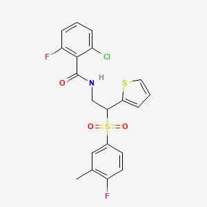 molecular formula C20H16ClF2NO3S2 B2889695 2-氯-6-氟-N-[2-[(4-氟-3-甲基苯基)磺酰基]-2-(2-噻吩基)乙基]苯甲酰胺 CAS No. 946242-86-0