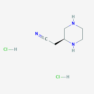 molecular formula C6H13Cl2N3 B2889697 (S)-2-(Piperazin-2-yl)acetonitrile dihydrochloride CAS No. 2158301-19-8