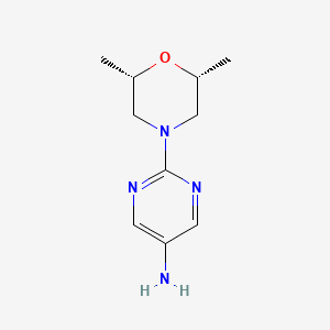 molecular formula C10H16N4O B2889702 2-((2R,6S)-2,6-Dimethylmorpholino)pyrimidin-5-amine CAS No. 1593752-33-0