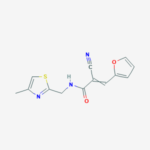 molecular formula C13H11N3O2S B2889705 2-氰基-3-(呋喃-2-基)-N-[(4-甲基-1,3-噻唑-2-基)甲基]丙-2-烯酰胺 CAS No. 1798420-79-7