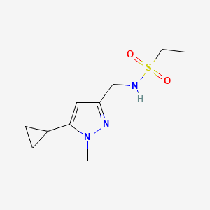 molecular formula C10H17N3O2S B2889706 N-((5-cyclopropyl-1-methyl-1H-pyrazol-3-yl)methyl)ethanesulfonamide CAS No. 1448044-53-8