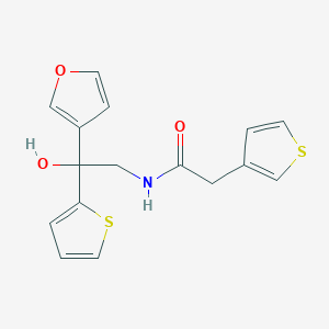 molecular formula C16H15NO3S2 B2889708 N-(2-(呋喃-3-基)-2-羟基-2-(噻吩-2-基)乙基)-2-(噻吩-3-基)乙酰胺 CAS No. 2034487-97-1