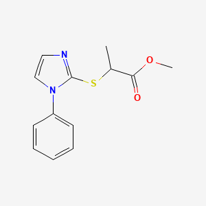 molecular formula C13H14N2O2S B2889713 methyl 2-[(1-phenyl-1H-imidazol-2-yl)sulfanyl]propanoate CAS No. 478046-07-0