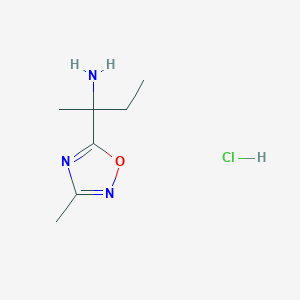 molecular formula C7H14ClN3O B2889722 2-(3-甲基-1,2,4-恶二唑-5-基)丁-2-胺；盐酸盐 CAS No. 2445793-11-1