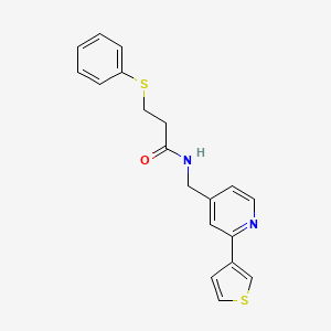 molecular formula C19H18N2OS2 B2889728 3-(苯硫基)-N-((2-(噻吩-3-基)吡啶-4-基)甲基)丙酰胺 CAS No. 2034395-59-8