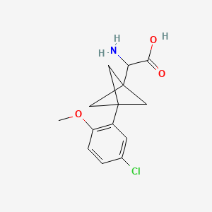 molecular formula C14H16ClNO3 B2889731 2-Amino-2-[3-(5-chloro-2-methoxyphenyl)-1-bicyclo[1.1.1]pentanyl]acetic acid CAS No. 2287267-34-7