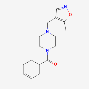 molecular formula C16H23N3O2 B2889735 Cyclohex-3-en-1-yl(4-((5-methylisoxazol-4-yl)methyl)piperazin-1-yl)methanone CAS No. 2034244-68-1