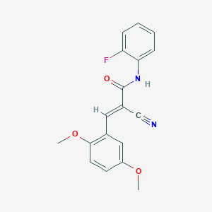 molecular formula C18H15FN2O3 B2889736 (2E)-2-cyano-3-(2,5-dimethoxyphenyl)-N-(2-fluorophenyl)acrylamide CAS No. 479037-57-5