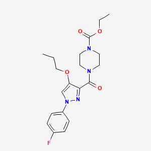 molecular formula C20H25FN4O4 B2889737 4-(1-(4-氟苯基)-4-丙氧基-1H-吡唑-3-羰基)哌嗪-1-羧酸乙酯 CAS No. 1170627-38-9