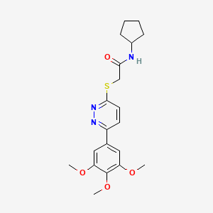 molecular formula C20H25N3O4S B2889741 N-环戊基-2-[6-(3,4,5-三甲氧基苯基)吡啶嗪-3-基]硫代乙酰胺 CAS No. 899968-67-3
