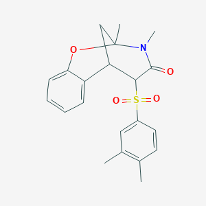 molecular formula C21H23NO4S B2889743 12-(3,4-Dimethylbenzenesulfonyl)-9,10-dimethyl-8-oxa-10-azatricyclo[7.3.1.0^{2,7}]trideca-2,4,6-trien-11-one CAS No. 1005259-27-7
