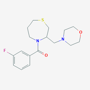molecular formula C17H23FN2O2S B2889746 (3-氟苯基)(3-(吗啉甲基)-1,4-噻氮杂环-4-基)甲酮 CAS No. 1421463-21-9