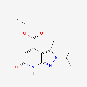 molecular formula C13H17N3O3 B2889759 Ethyl 2-isopropyl-3-methyl-6-oxo-6,7-dihydro-2H-pyrazolo[3,4-b]pyridine-4-carboxylate CAS No. 1174858-43-5