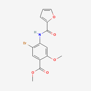 molecular formula C14H12BrNO5 B2889763 Methyl 5-bromo-4-[(2-furylcarbonyl)amino]-2-methoxybenzenecarboxylate CAS No. 477889-85-3