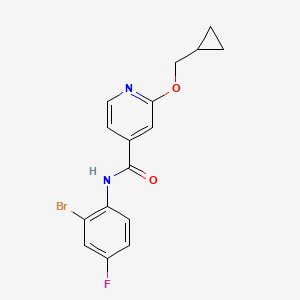 molecular formula C16H14BrFN2O2 B2889764 N-(2-bromo-4-fluorophenyl)-2-(cyclopropylmethoxy)isonicotinamide CAS No. 2034244-99-8