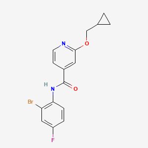 molecular formula C16H14BrFN2O2 B2889764 N-(2-溴-4-氟苯基)-2-(环丙基甲氧基)异烟酰胺 CAS No. 2034244-99-8