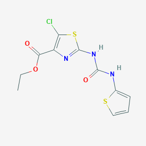 molecular formula C11H10ClN3O3S2 B2889768 Ethyl 5-chloro-2-(3-(thiophen-2-yl)ureido)thiazole-4-carboxylate CAS No. 1203258-78-9