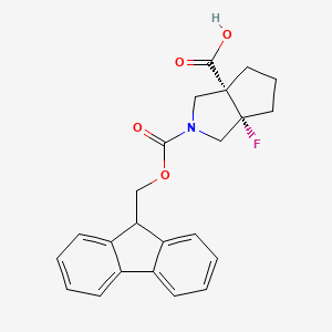 molecular formula C23H22FNO4 B2889770 (3As,6aR)-2-(9H-fluoren-9-ylmethoxycarbonyl)-3a-fluoro-3,4,5,6-tetrahydro-1H-cyclopenta[c]pyrrole-6a-carboxylic acid CAS No. 2416218-61-4
