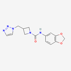 molecular formula C14H15N5O3 B2889773 N-(1,3-Benzodioxol-5-yl)-3-(triazol-1-ylmethyl)azetidine-1-carboxamide CAS No. 2319639-20-6