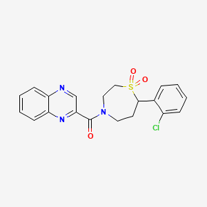 molecular formula C20H18ClN3O3S B2889786 (7-(2-Chlorophenyl)-1,1-dioxido-1,4-thiazepan-4-yl)(quinoxalin-2-yl)methanone CAS No. 2034385-07-2