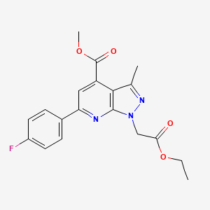 molecular formula C19H18FN3O4 B2889790 methyl 1-(2-ethoxy-2-oxoethyl)-6-(4-fluorophenyl)-3-methyl-1H-pyrazolo[3,4-b]pyridine-4-carboxylate CAS No. 1011398-28-9