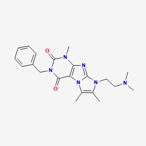 molecular formula C21H26N6O2 B2889802 3-benzyl-8-(2-(dimethylamino)ethyl)-1,6,7-trimethyl-1H-imidazo[2,1-f]purine-2,4(3H,8H)-dione CAS No. 923454-96-0
