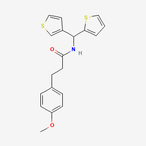 molecular formula C19H19NO2S2 B2889819 3-(4-methoxyphenyl)-N-(thiophen-2-yl(thiophen-3-yl)methyl)propanamide CAS No. 2034514-25-3