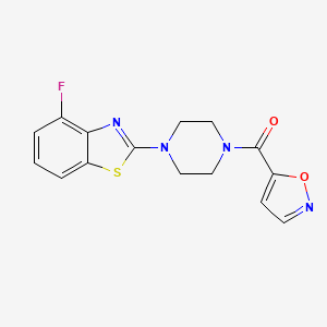 molecular formula C15H13FN4O2S B2889838 (4-(4-氟苯并[d]噻唑-2-基)哌嗪-1-基)(异恶唑-5-基)甲酮 CAS No. 941869-30-3