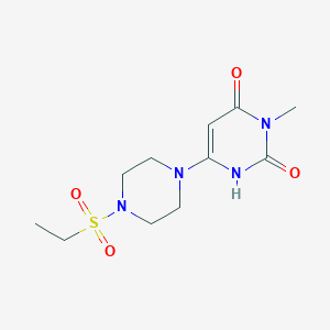 molecular formula C11H18N4O4S B2889841 6-(4-Ethylsulfonylpiperazin-1-yl)-3-methyl-1H-pyrimidine-2,4-dione CAS No. 2320819-80-3