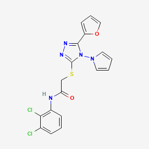 B2889845 N-(2,3-dichlorophenyl)-2-{[5-(furan-2-yl)-4-(1H-pyrrol-1-yl)-4H-1,2,4-triazol-3-yl]sulfanyl}acetamide CAS No. 886938-18-7