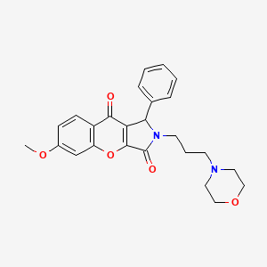 molecular formula C25H26N2O5 B2889847 6-Methoxy-2-(3-morpholinopropyl)-1-phenyl-1,2-dihydrochromeno[2,3-c]pyrrole-3,9-dione CAS No. 886167-09-5