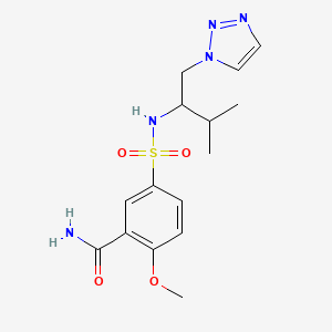 molecular formula C15H21N5O4S B2889854 2-甲氧基-5-(N-(3-甲基-1-(1H-1,2,3-三唑-1-基)丁-2-基)磺酰基)苯甲酰胺 CAS No. 2034229-74-6