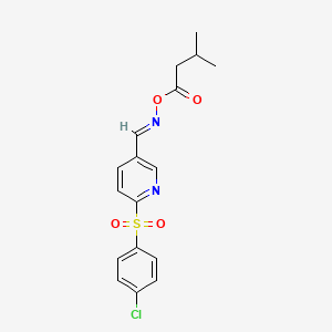 molecular formula C17H17ClN2O4S B2889856 (E)-{[6-(4-氯苯磺酰)吡啶-3-基]亚甲基}氨基 3-甲基丁酸酯 CAS No. 338967-27-4