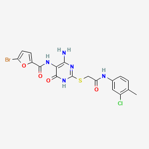 N-(4-amino-2-((2-((3-chloro-4-methylphenyl)amino)-2-oxoethyl)thio)-6-oxo-1,6-dihydropyrimidin-5-yl)-5-bromofuran-2-carboxamide