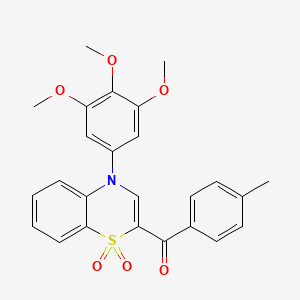 molecular formula C25H23NO6S B2889887 [1,1-二氧化-4-(3,4,5-三甲氧基苯基)-4H-1,4-苯并噻嗪-2-基](4-甲基苯基)甲酮 CAS No. 1114658-93-3