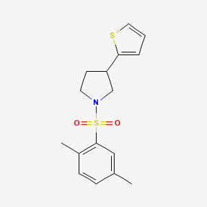 molecular formula C16H19NO2S2 B2889888 1-((2,5-Dimethylphenyl)sulfonyl)-3-(thiophen-2-yl)pyrrolidine CAS No. 2191405-17-9