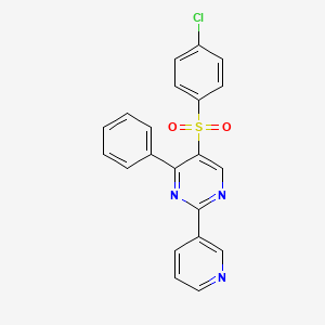 molecular formula C21H14ClN3O2S B2889892 4-Chlorophenyl 4-phenyl-2-(3-pyridinyl)-5-pyrimidinyl sulfone CAS No. 339110-20-2