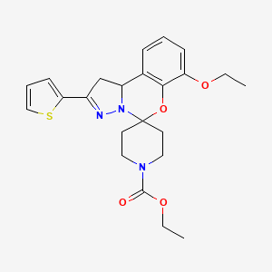 molecular formula C23H27N3O4S B2889894 Ethyl 7-ethoxy-2-(thiophen-2-yl)-1,10b-dihydrospiro[benzo[e]pyrazolo[1,5-c][1,3]oxazine-5,4'-piperidine]-1'-carboxylate CAS No. 899728-21-3