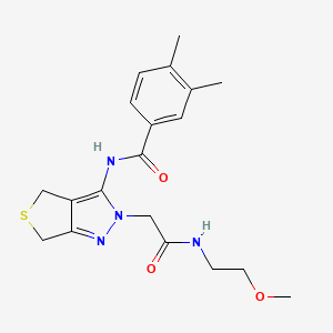 molecular formula C19H24N4O3S B2889901 N-(2-(2-((2-甲氧基乙基)氨基)-2-氧代乙基)-4,6-二氢-2H-噻吩并[3,4-c]吡唑-3-基)-3,4-二甲基苯甲酰胺 CAS No. 1171683-25-2