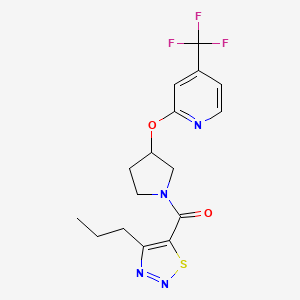 molecular formula C16H17F3N4O2S B2889903 (4-丙基-1,2,3-噻二唑-5-基)(3-((4-(三氟甲基)吡啶-2-基)氧基)吡咯烷-1-基)甲酮 CAS No. 2034272-98-3