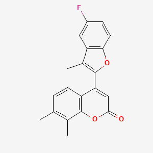 molecular formula C20H15FO3 B2889905 4-(5-Fluoro-3-methyl-1-benzofuran-2-yl)-7,8-dimethylchromen-2-one CAS No. 637752-03-5