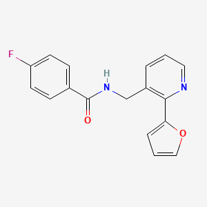 molecular formula C17H13FN2O2 B2889907 4-fluoro-N-((2-(furan-2-yl)pyridin-3-yl)methyl)benzamide CAS No. 2034440-87-2