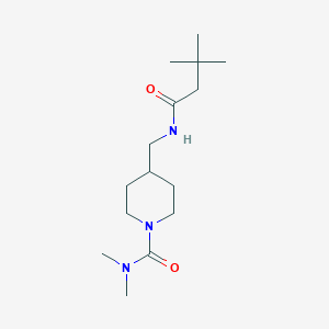 molecular formula C15H29N3O2 B2889910 4-((3,3-二甲基丁酰胺)甲基)-N,N-二甲基哌啶-1-甲酰胺 CAS No. 2034357-87-2