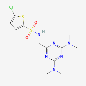 molecular formula C12H17ClN6O2S2 B2889917 N-((4,6-bis(dimethylamino)-1,3,5-triazin-2-yl)methyl)-5-chlorothiophene-2-sulfonamide CAS No. 2034419-22-0