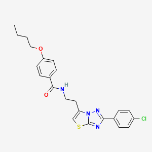 4-butoxy-N-(2-(2-(4-chlorophenyl)thiazolo[3,2-b][1,2,4]triazol-6-yl)ethyl)benzamide