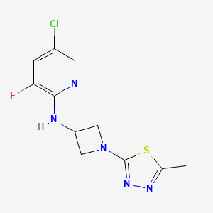 molecular formula C11H11ClFN5S B2889934 5-Chloro-3-fluoro-N-[1-(5-methyl-1,3,4-thiadiazol-2-yl)azetidin-3-yl]pyridin-2-amine CAS No. 2415624-07-4