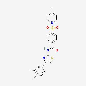 molecular formula C24H27N3O3S2 B2889938 N-(4-(3,4-dimethylphenyl)thiazol-2-yl)-4-((4-methylpiperidin-1-yl)sulfonyl)benzamide CAS No. 683262-29-5