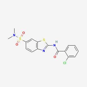 molecular formula C16H14ClN3O3S2 B2889946 2-氯-N-(6-(N,N-二甲基氨磺酰基)苯并[d]噻唑-2-基)苯甲酰胺 CAS No. 923164-52-7